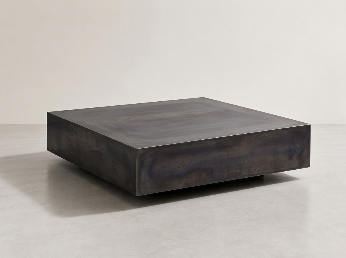 Monolith table in blackened steel